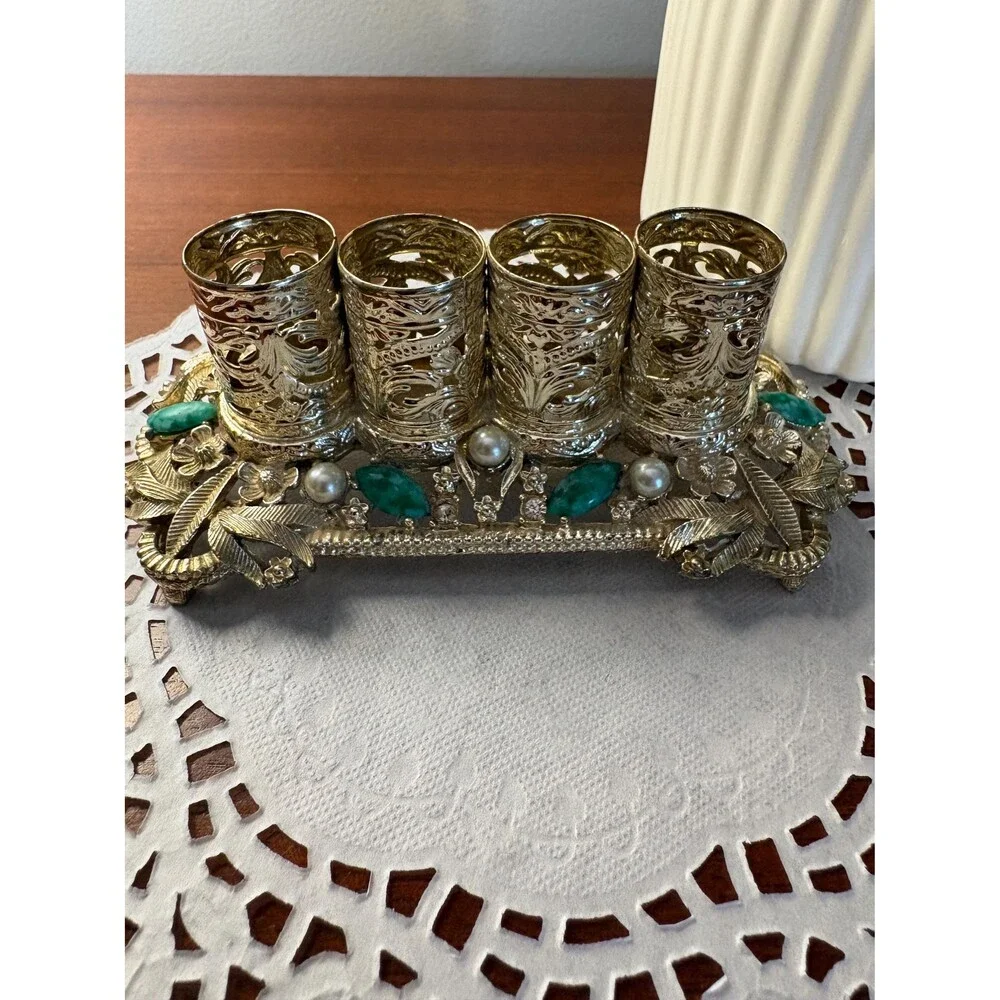 Vintage Sam Fink Gold Filigree Lipstick Holder Jeweled